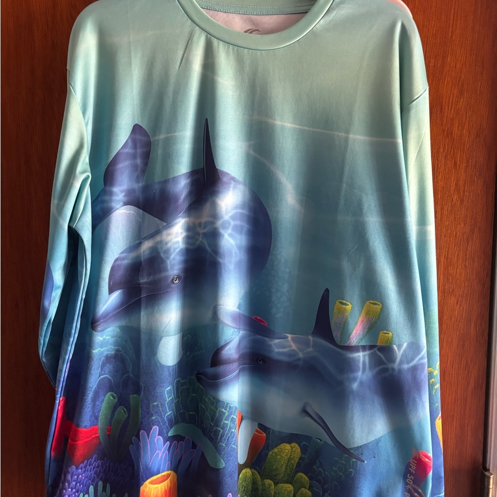 Oceanic Dolphin Print Long Sleeve Tee